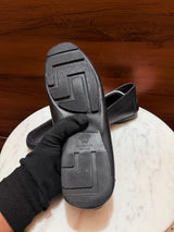 Versace Greca Pattern Textured Leather Driving Loafers
