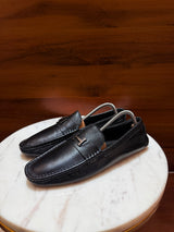 Hermès Tenor H Buckle Grained Leather Driving Loafers