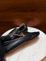 Hermès Tenor H Buckle Grained Leather Driving Loafers