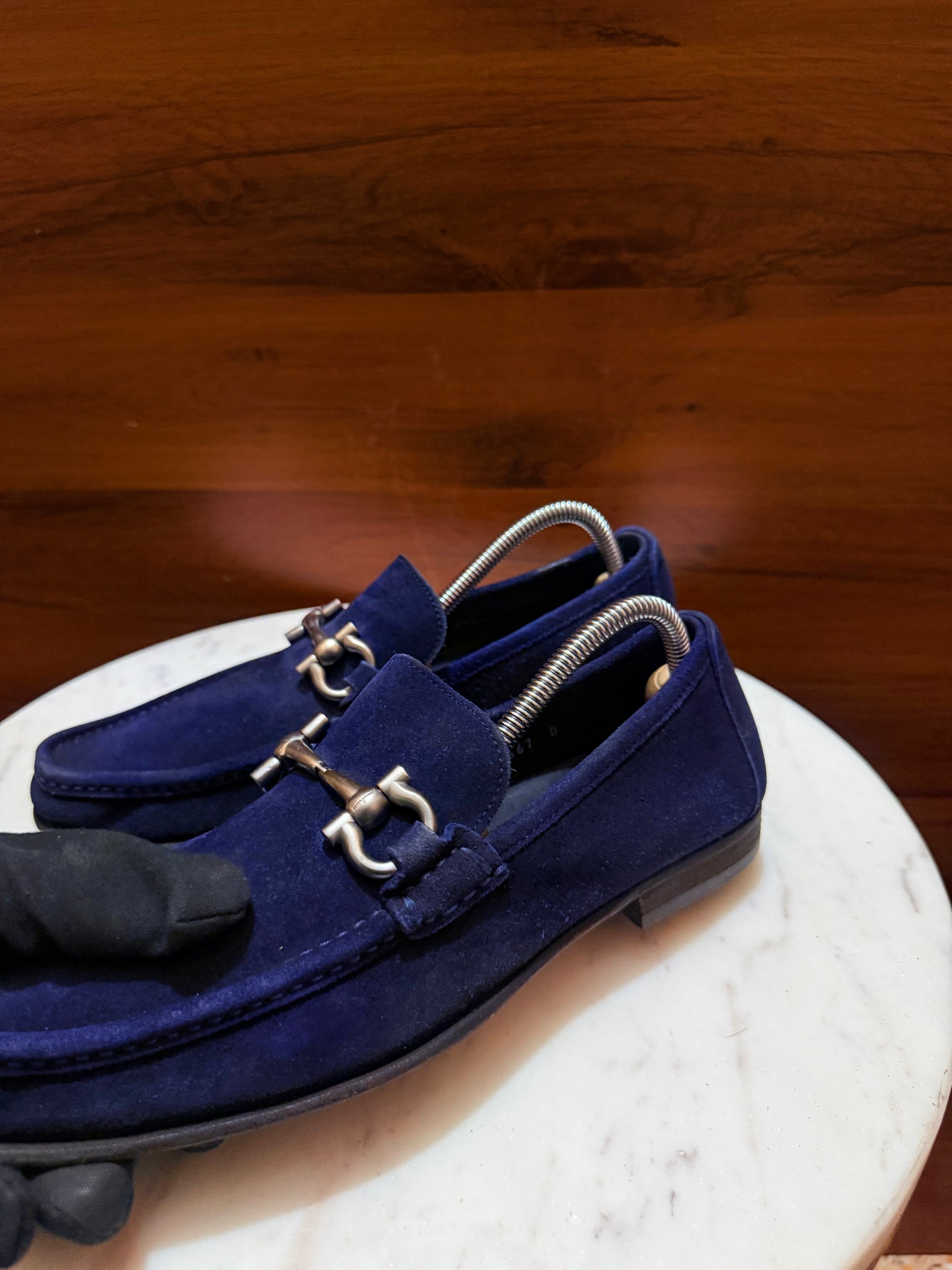 Salvatore Ferragamo Gancini Suede Driving Loafers