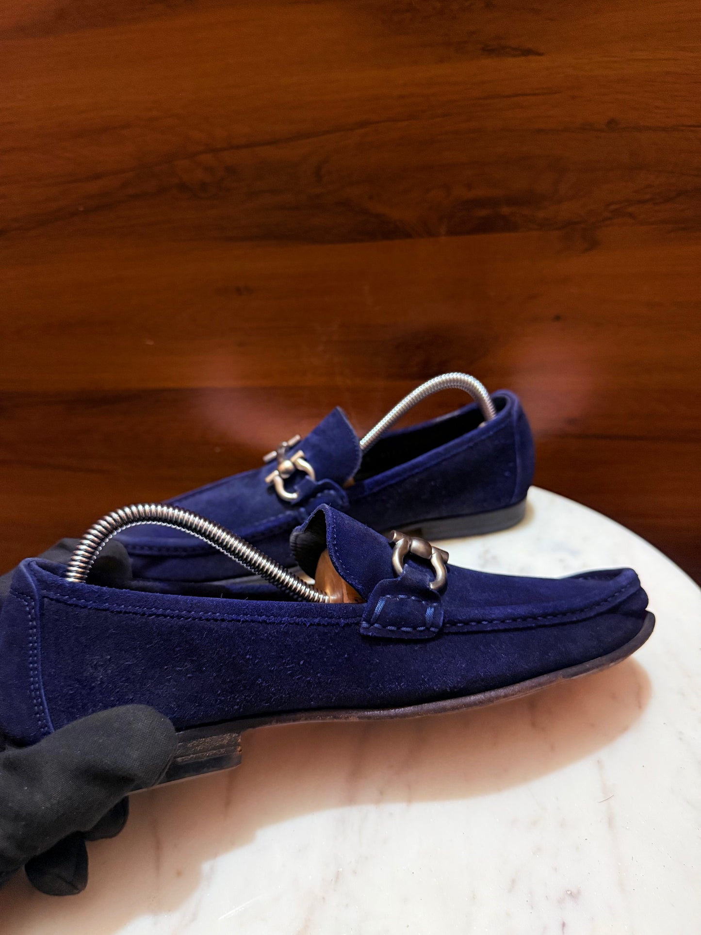 Salvatore Ferragamo Gancini Suede Driving Loafers