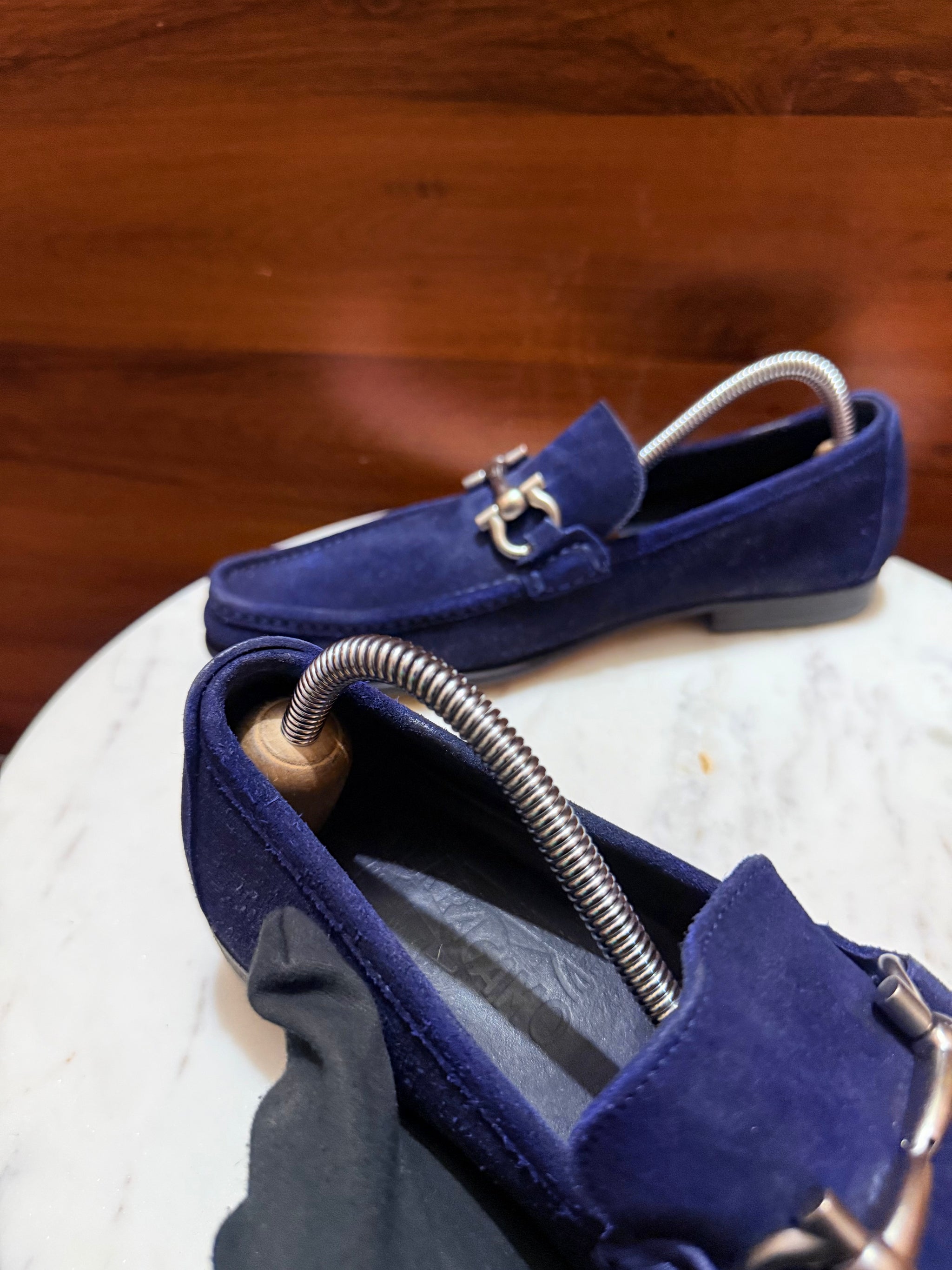 Salvatore Ferragamo Gancini Suede Driving Loafers