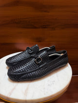 Salvatore Ferragamo Woven Leather Gancini Driving Loafers