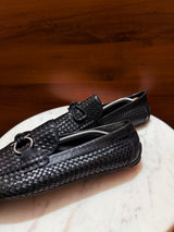 Salvatore Ferragamo Woven Leather Gancini Driving Loafers