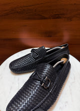 Salvatore Ferragamo Woven Leather Gancini Driving Loafers