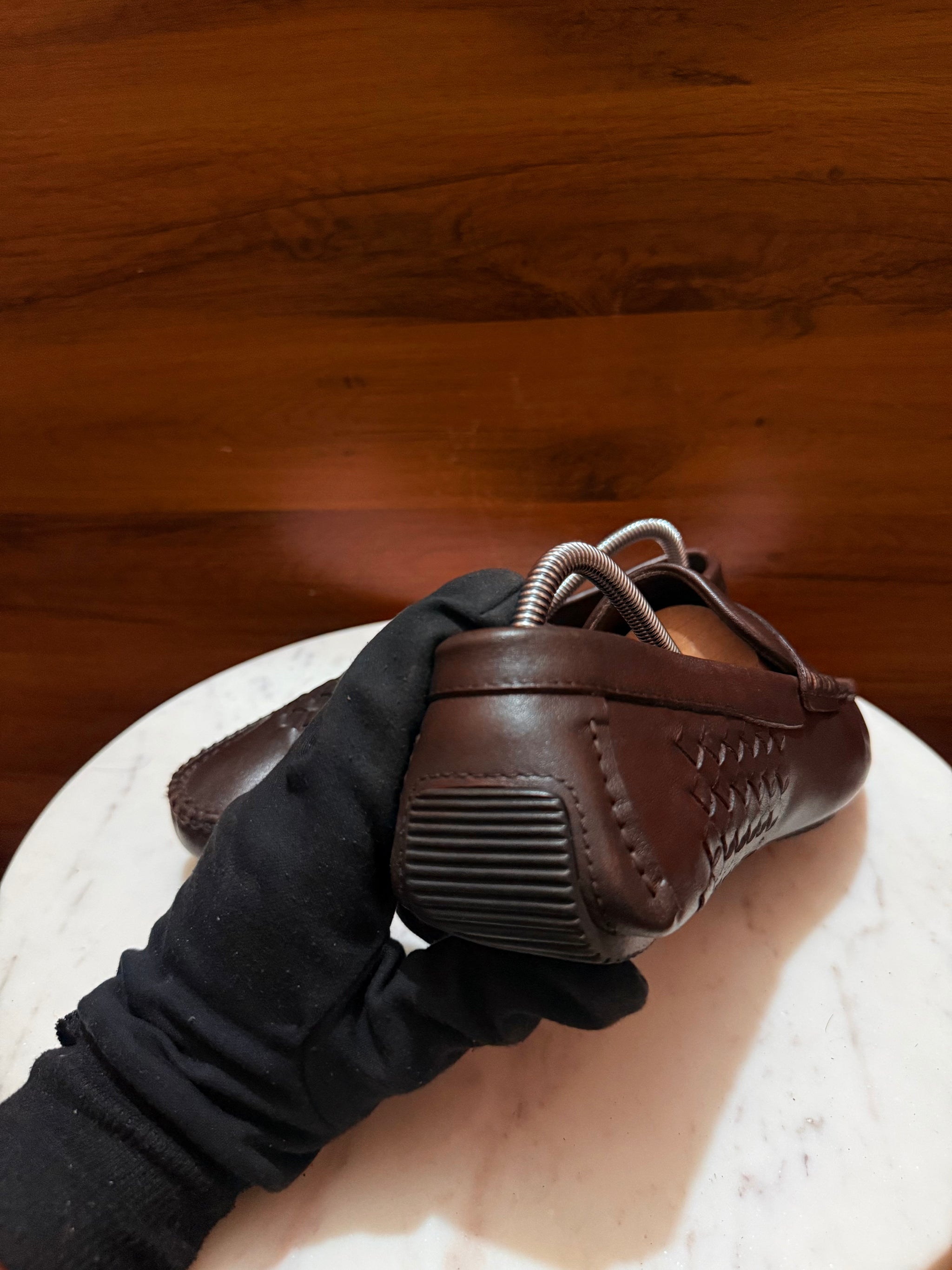 Bottega Veneta Intrecciato Leather Penny Driving Loafers
