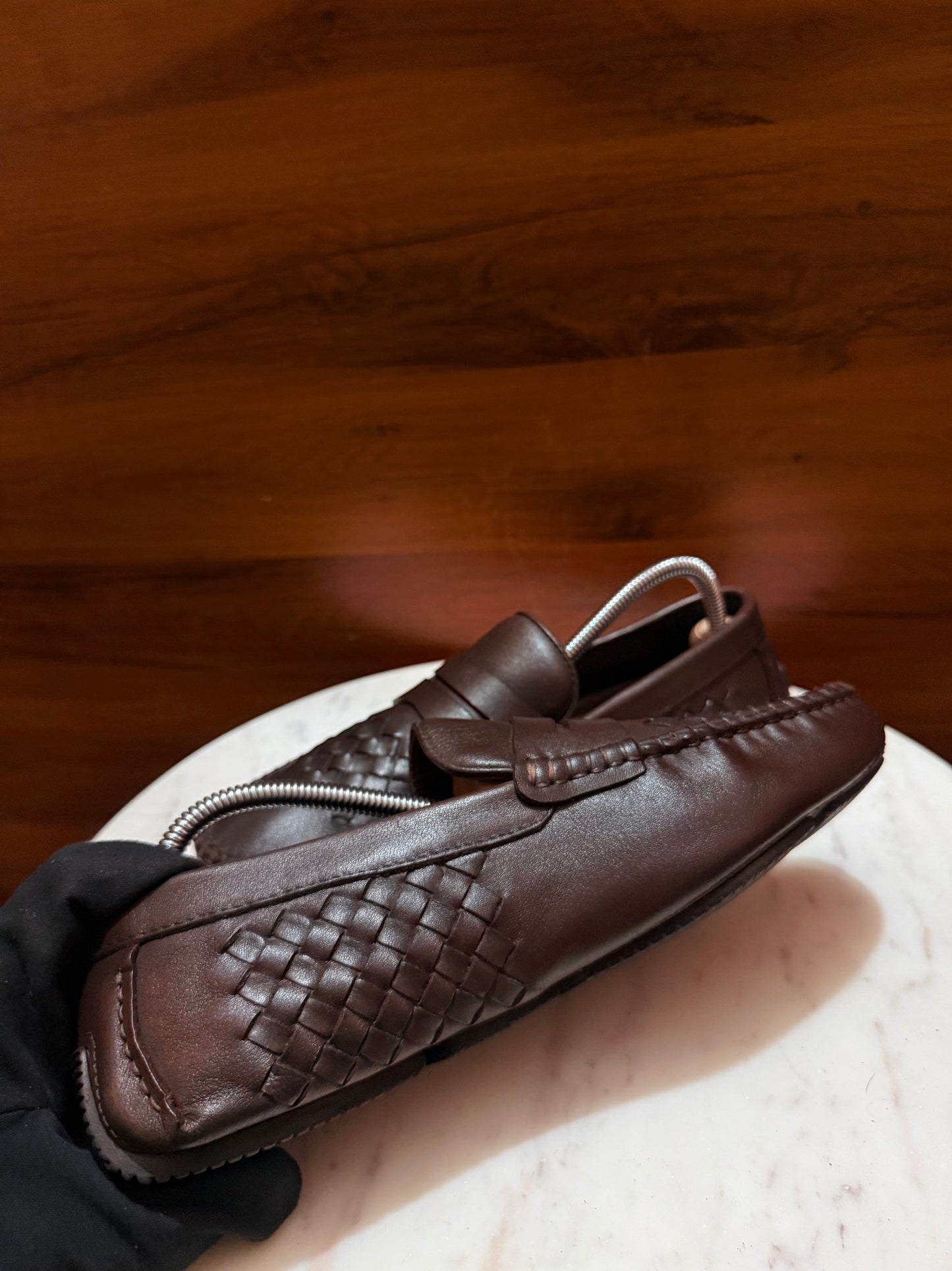 Bottega Veneta Intrecciato Leather Penny Driving Loafers