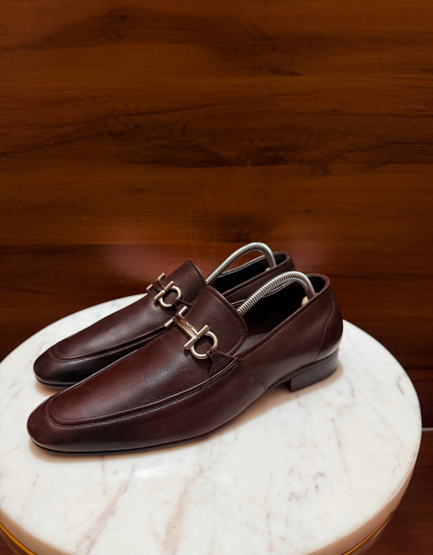 Salvatore Ferragamo Gancini Leather Dress Loafers