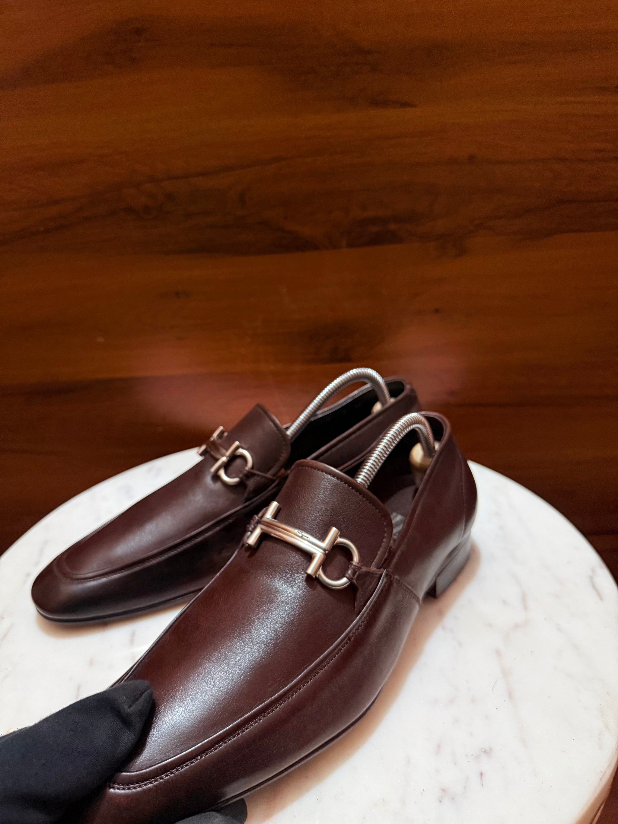 Salvatore Ferragamo Gancini Leather Dress Loafers