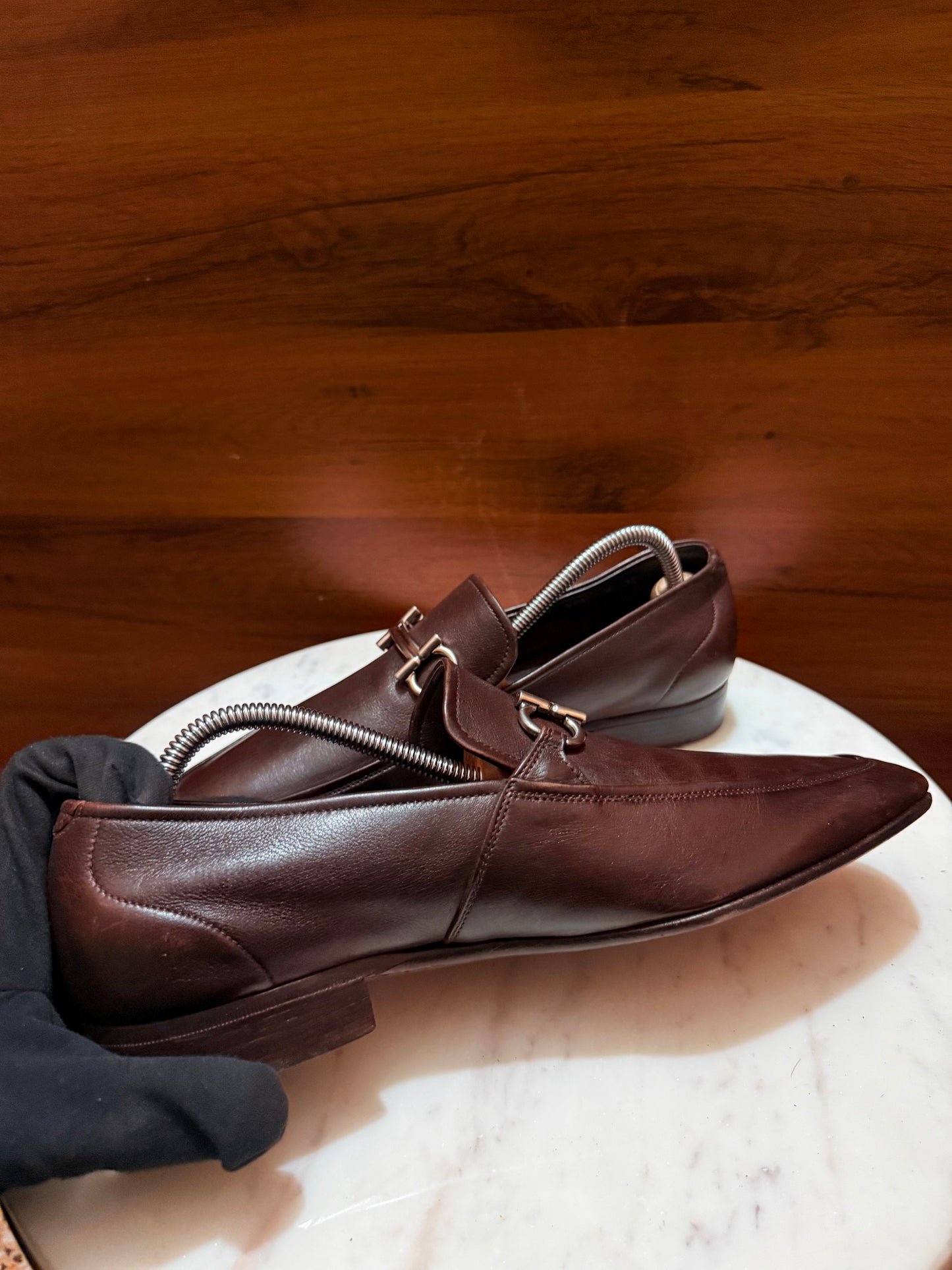 Salvatore Ferragamo Gancini Leather Dress Loafers