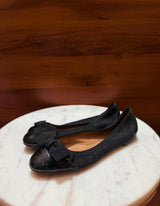 Ferragamo – Varina Glitter & Patent Leather Wingtip Bow Ballet Flats