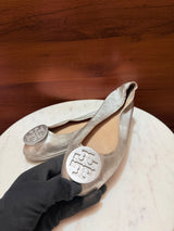 Tory Burch Reva Metallic Leather Ballet Flats