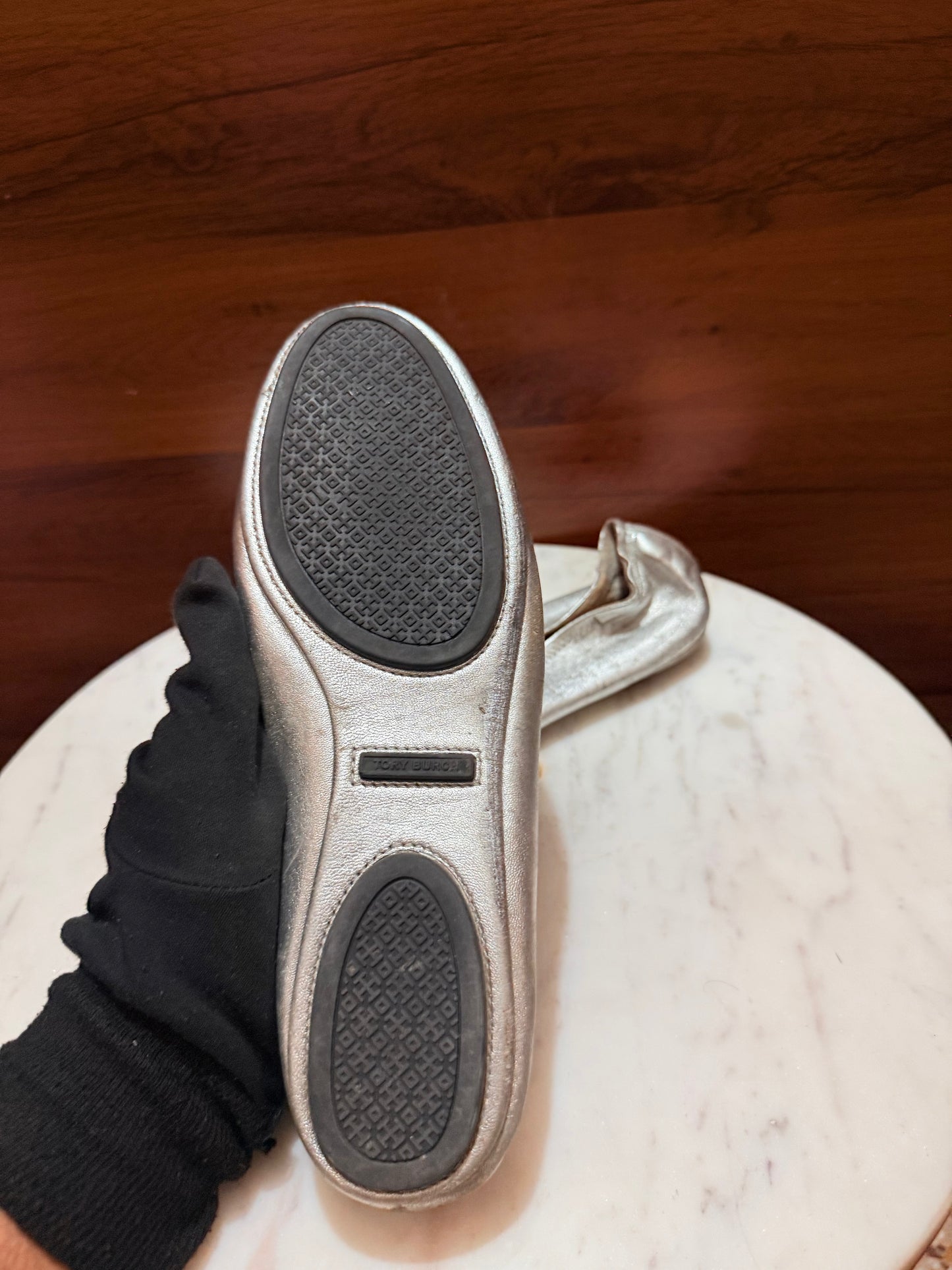 Tory Burch Reva Metallic Leather Ballet Flats