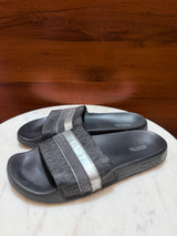 Michael Kors Metallic Stripe Leather Pool Slides