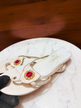 Chanel Camellia Flower Crystal Embellished Flat Thong Sandals