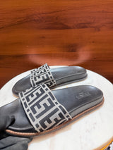 Fendi FF Motif Woven Fabric Slide Sandals