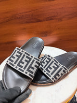 Fendi FF Motif Woven Fabric Slide Sandals