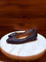 Chanel – Grained Caviar Leather Cap-Toe Mini Block Heel Pumps