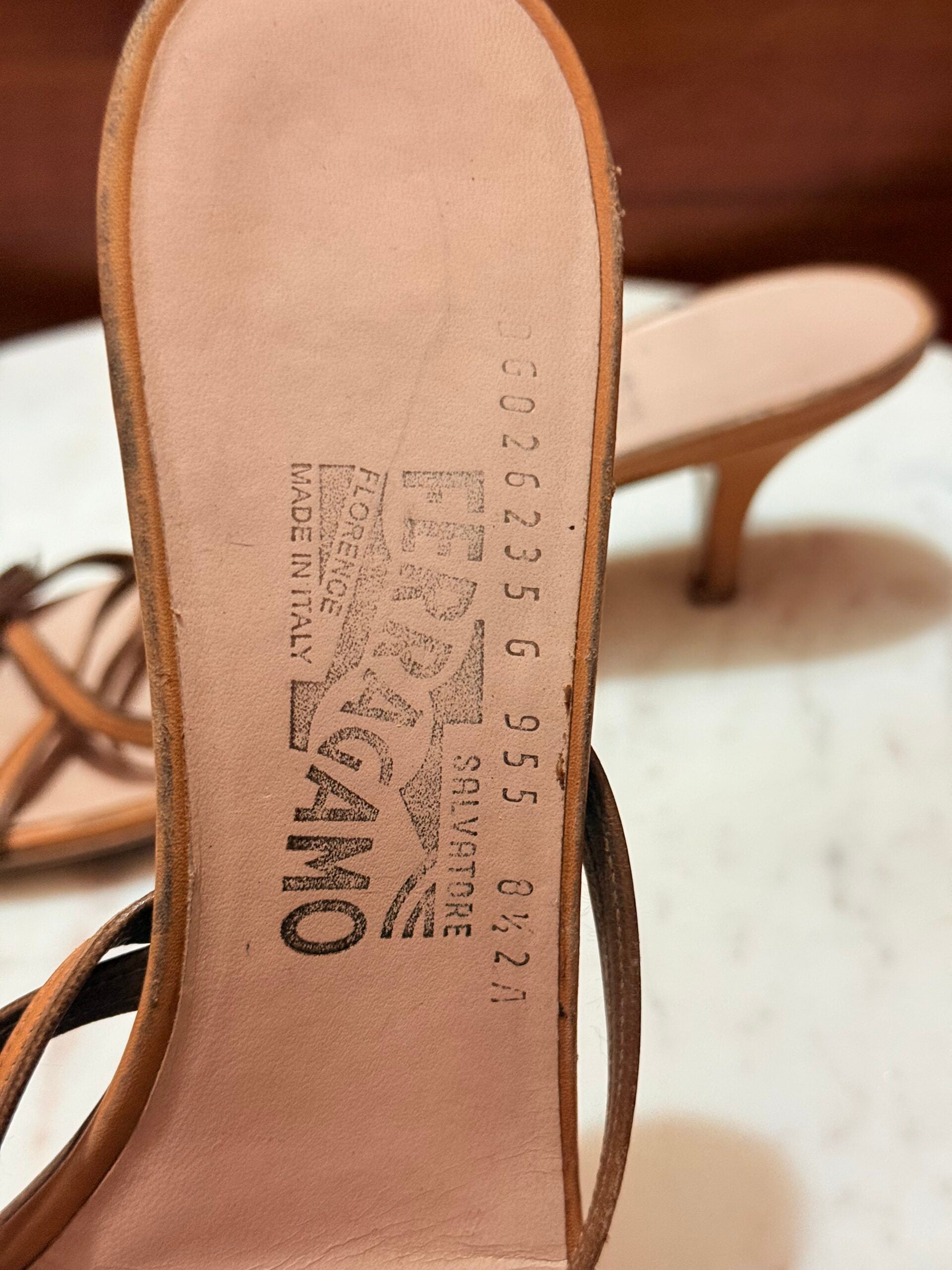 Ferragamo – Strappy Leather Kitten Heel Mule Sandals