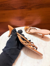 Ferragamo – Strappy Leather Kitten Heel Mule Sandals