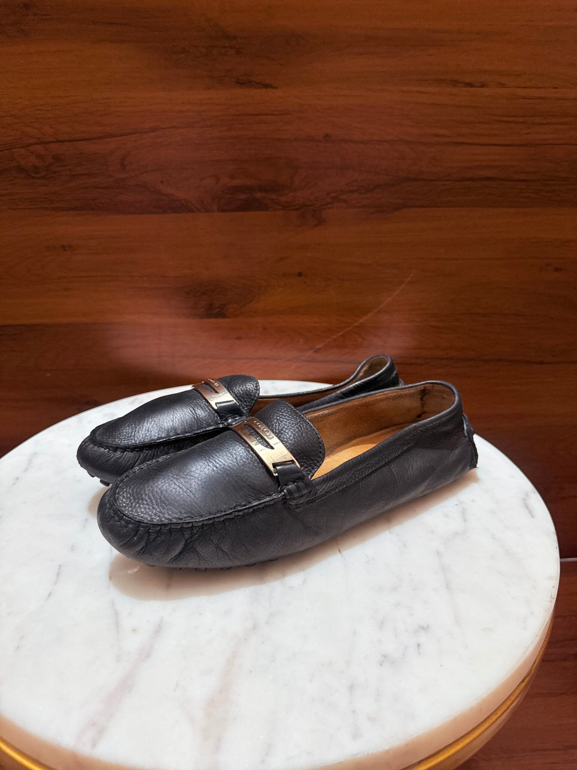 Coach – Pebble-Grain Leather Logo Bar Driving Loafers