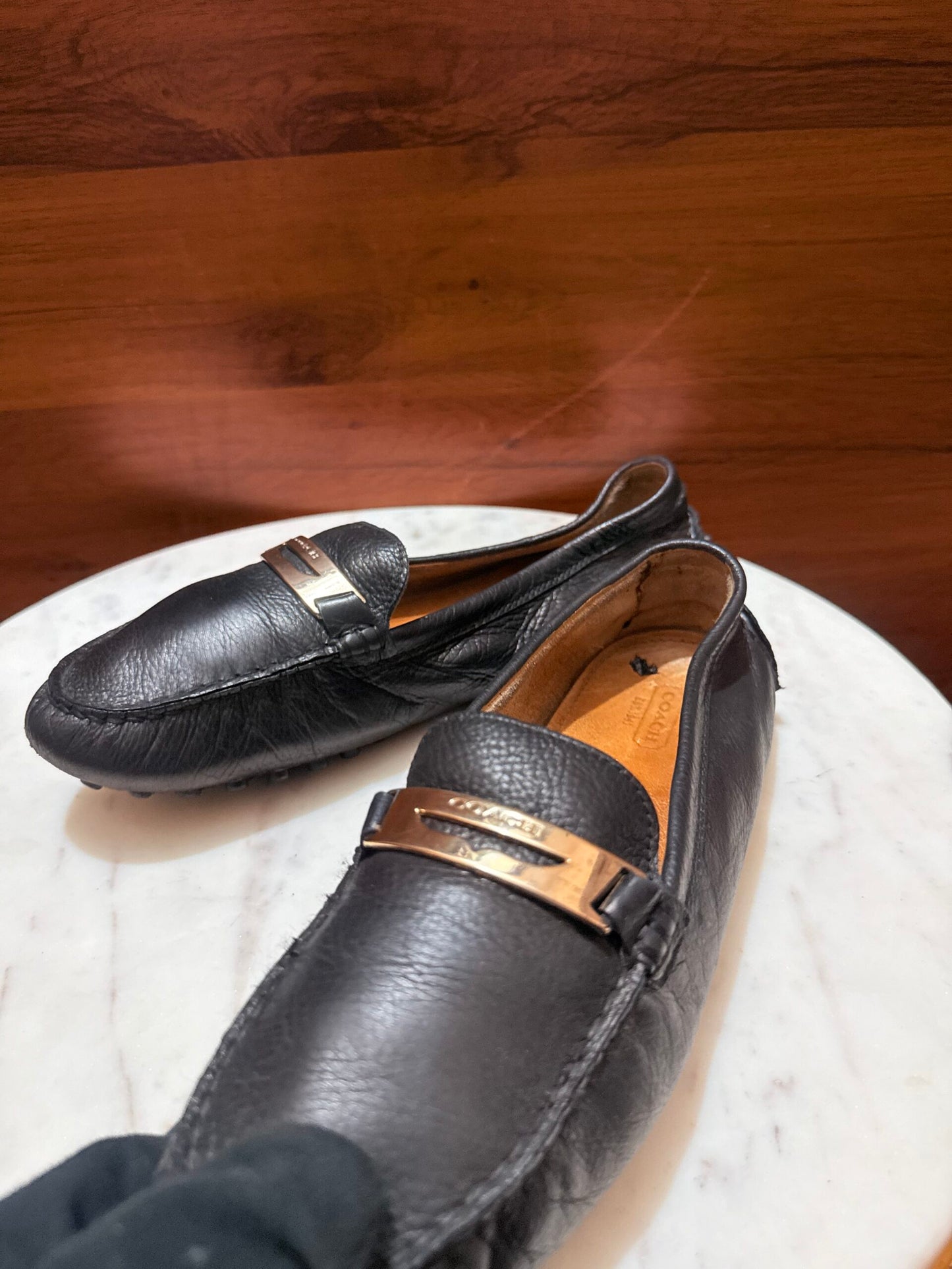 Coach – Pebble-Grain Leather Logo Bar Driving Loafers
