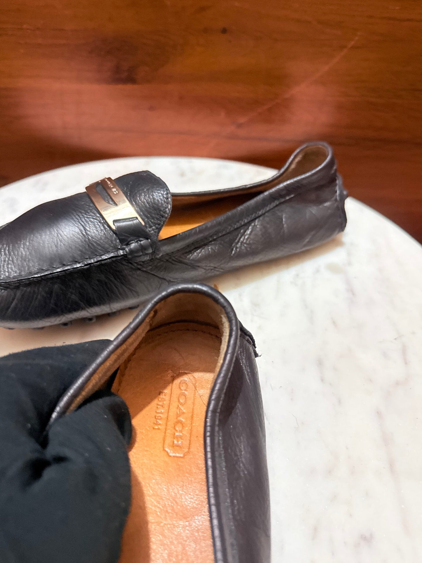 Coach – Pebble-Grain Leather Logo Bar Driving Loafers