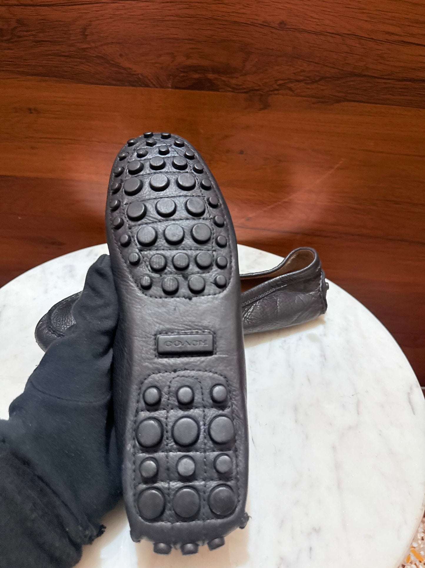 Coach – Pebble-Grain Leather Logo Bar Driving Loafers