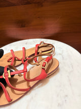 Ferragamo – Gancini Strappy Leather Flat Sandals