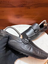 Bally Pebbled Leather Gancio Driving Loafers