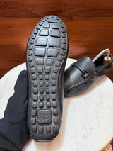 Bally Pebbled Leather Gancio Driving Loafers