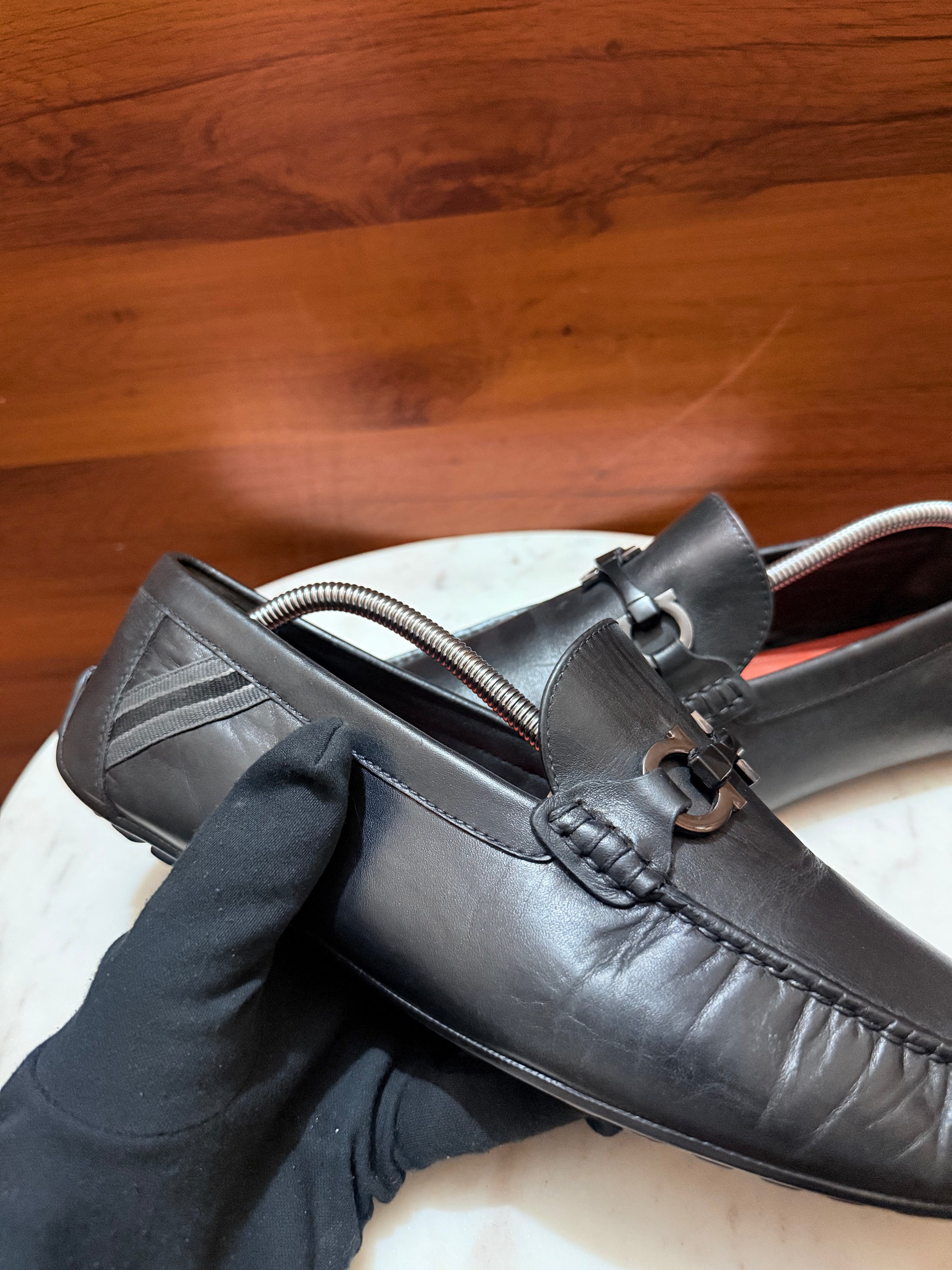 Rosso Brunello Gancini Leather Driving Loafers