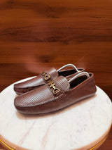 Aigner Woven Embossed Leather Bit Driving Loafers
