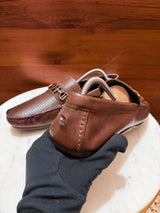 Aigner Woven Embossed Leather Bit Driving Loafers