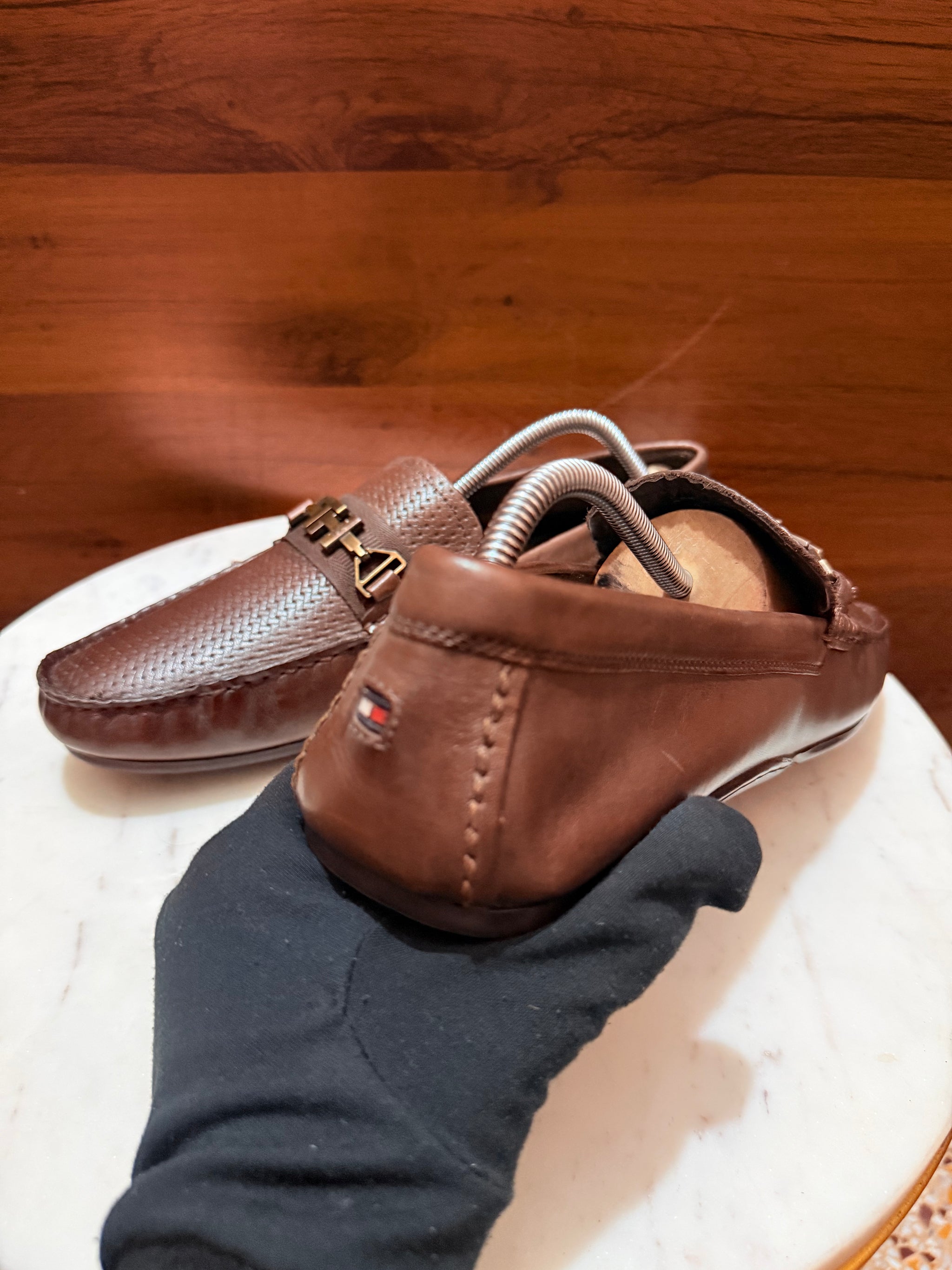 Aigner Woven Embossed Leather Bit Driving Loafers