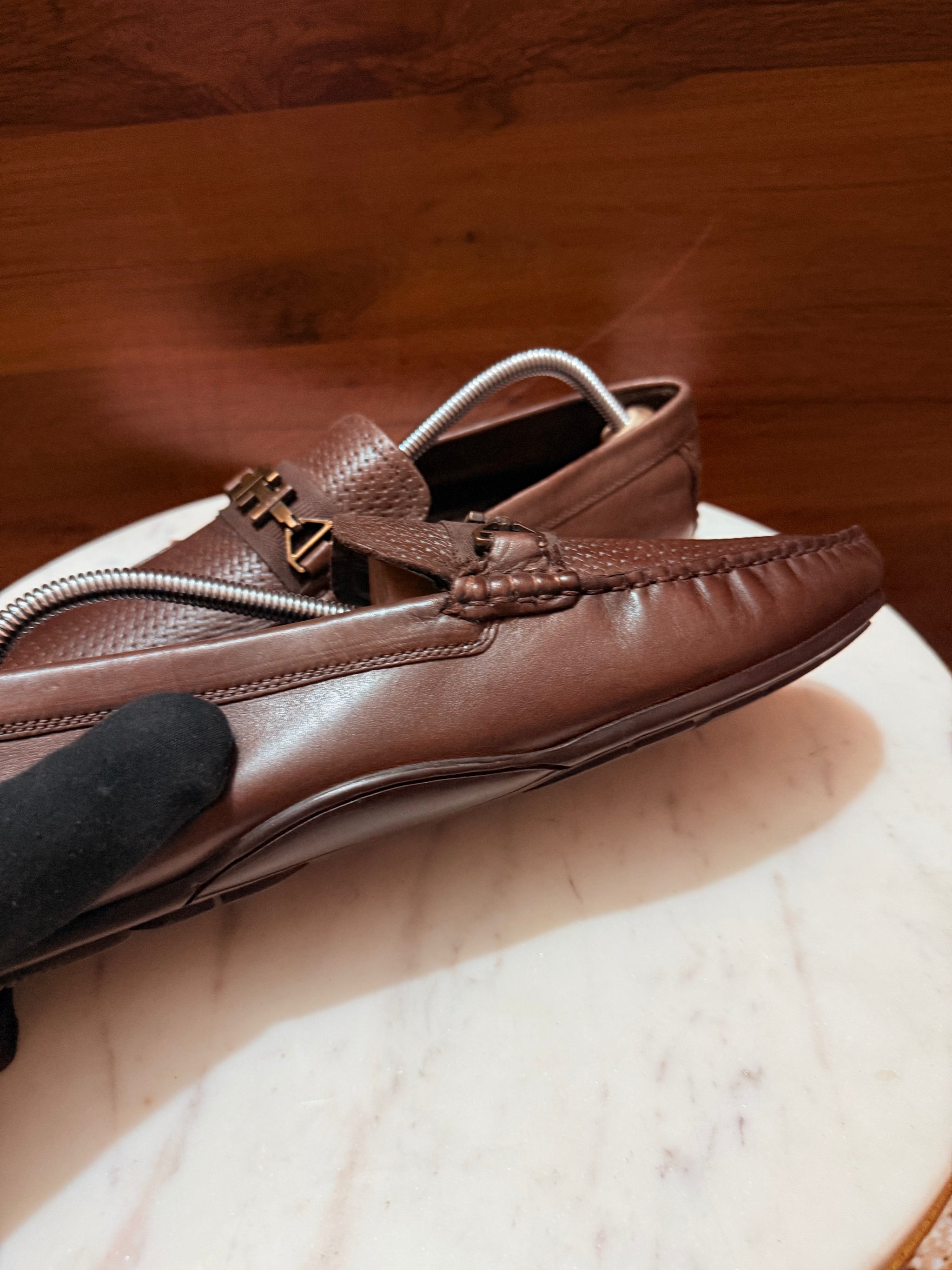 Aigner Woven Embossed Leather Bit Driving Loafers