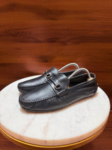 Rosso Brunello Pebbled Leather Gancini Bit Driving Loafers