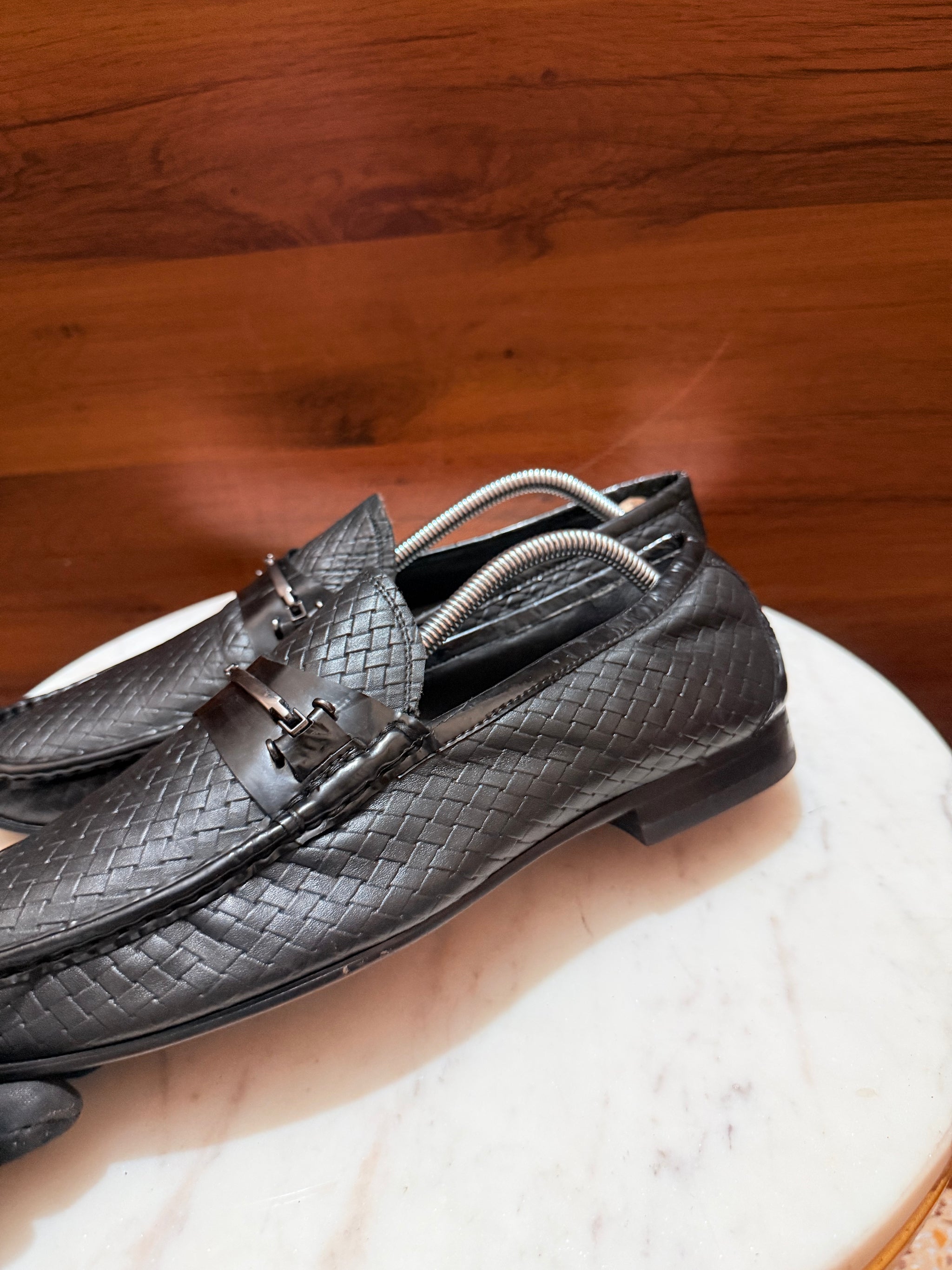 Aigner Woven Leather Bit Loafers