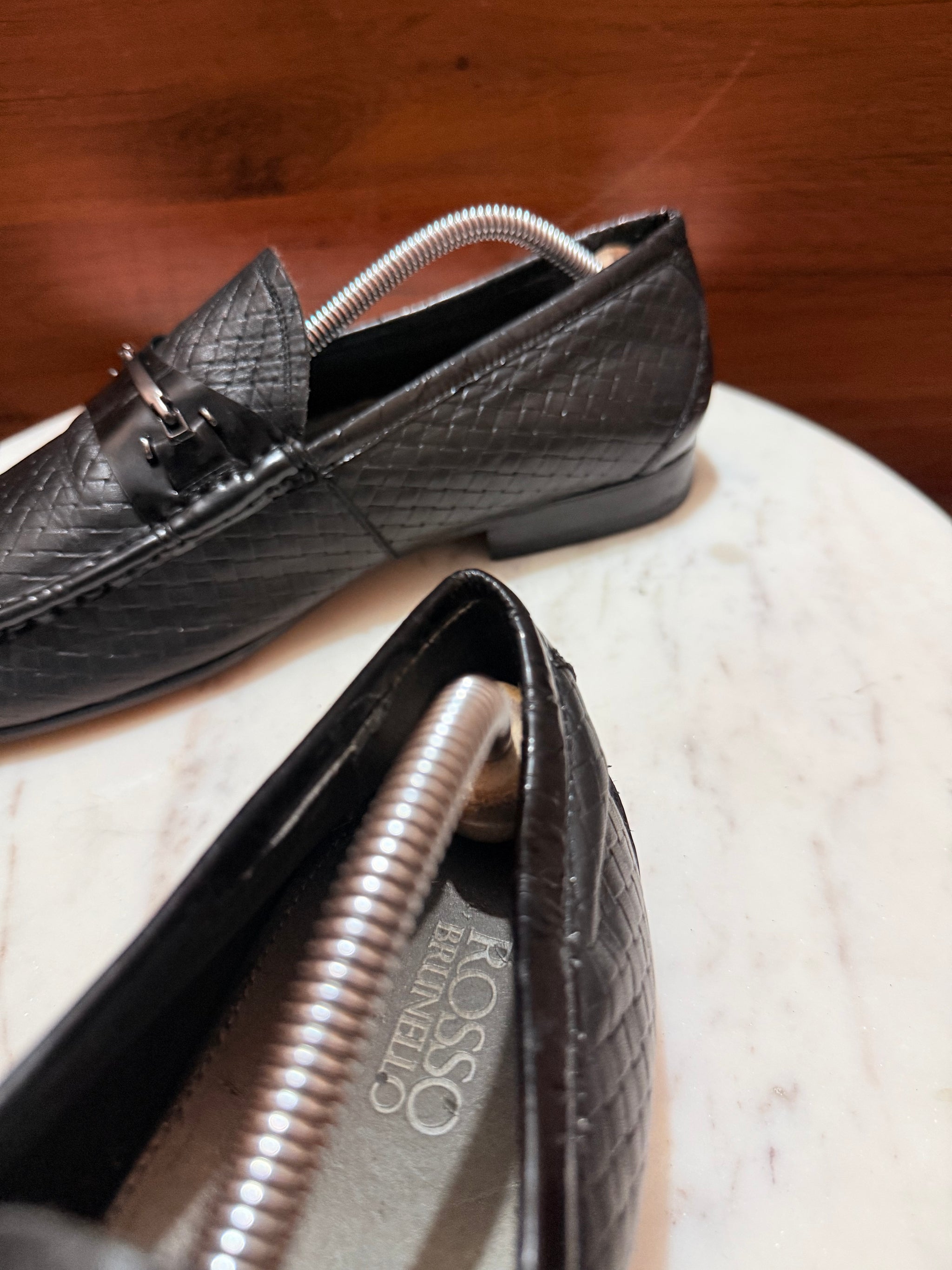 Aigner Woven Leather Bit Loafers