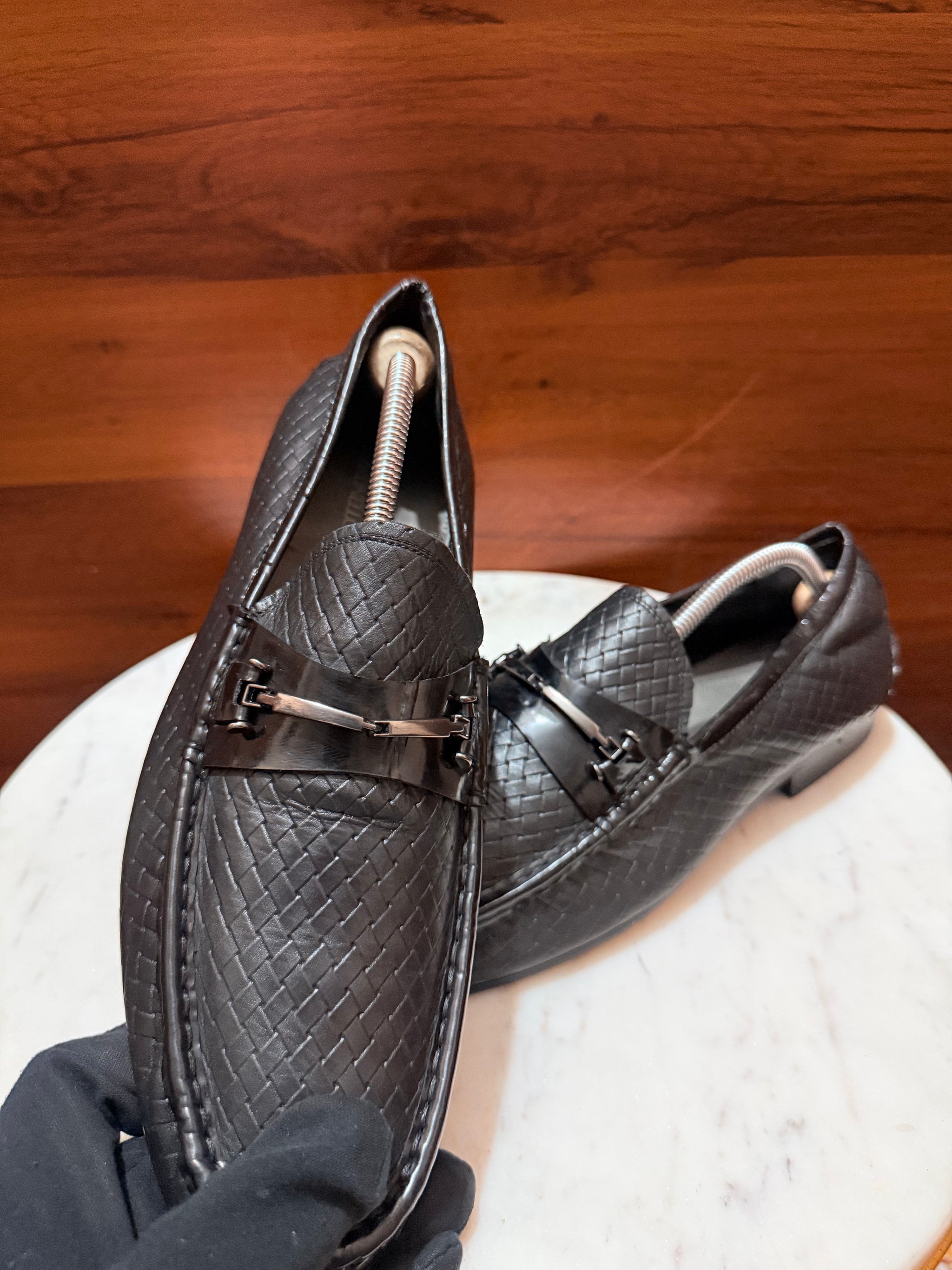 Aigner Woven Leather Bit Loafers