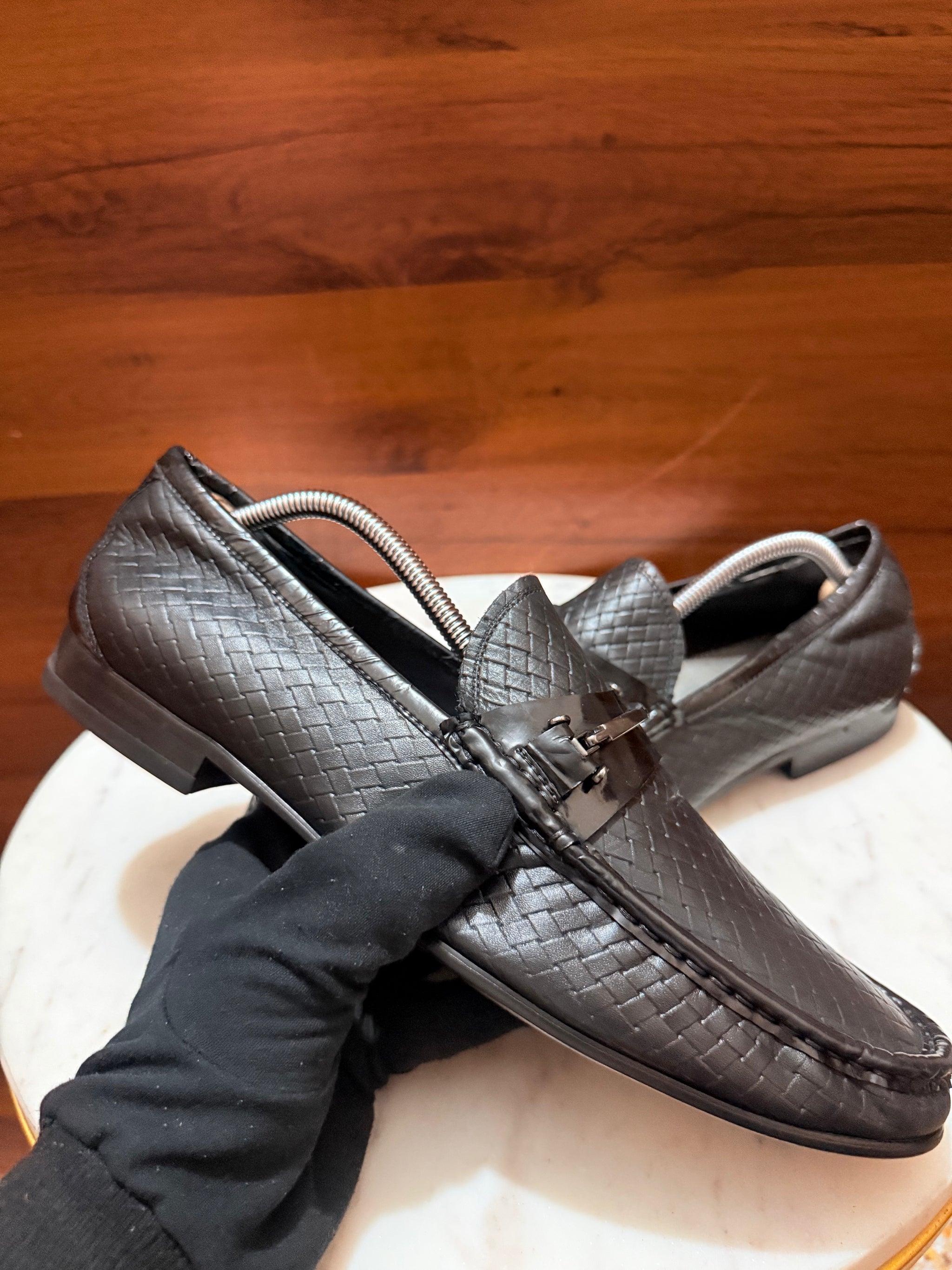 Aigner Woven Leather Bit Loafers