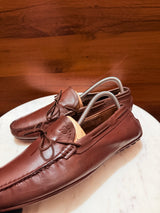 Rosso Brunello Leather Lace-Tie Driving Loafers