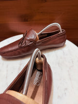 Rosso Brunello Leather Lace-Tie Driving Loafers