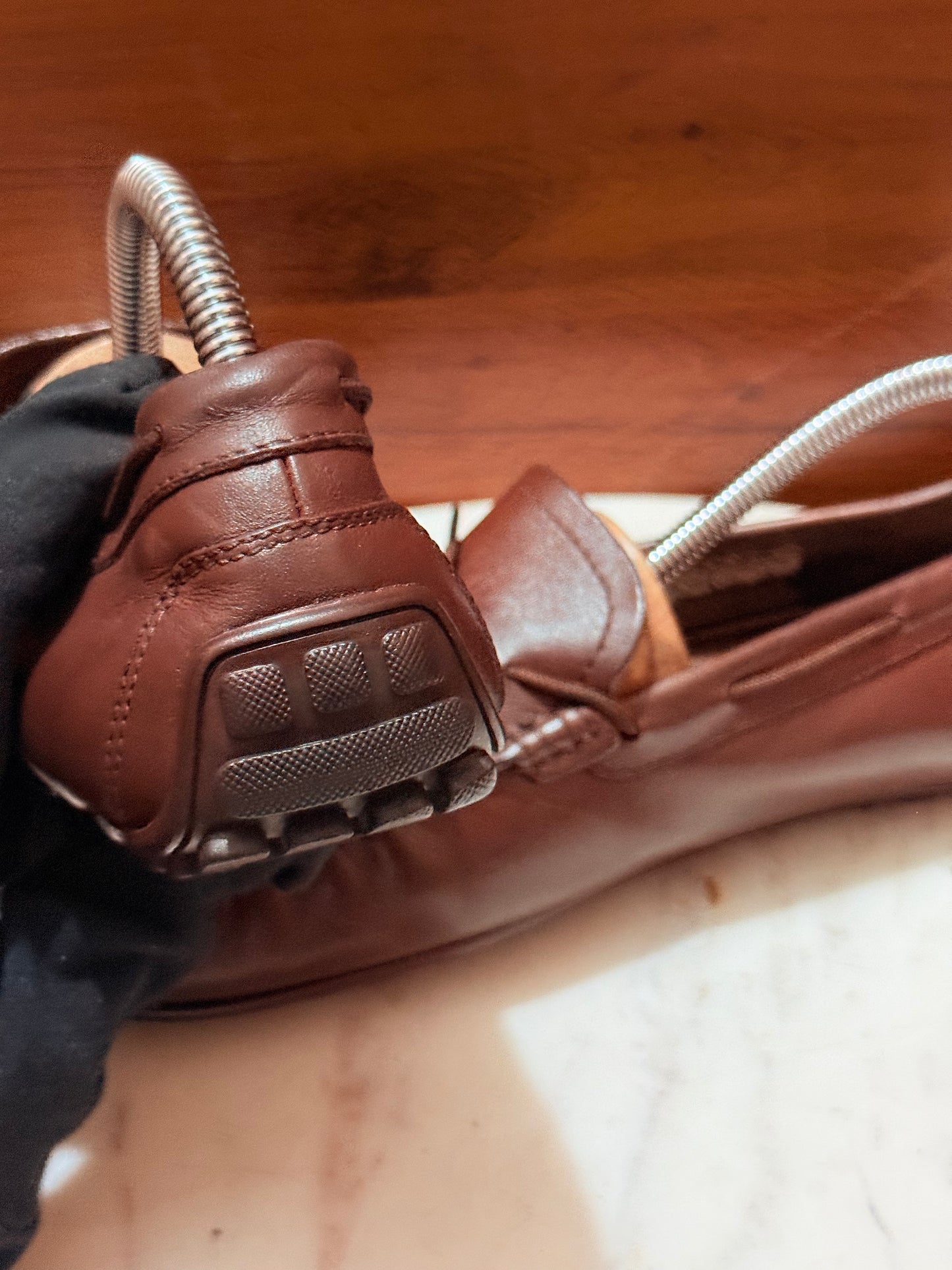Rosso Brunello Leather Lace-Tie Driving Loafers