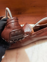 Rosso Brunello Leather Lace-Tie Driving Loafers