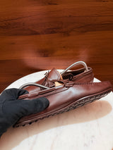 Rosso Brunello Leather Lace-Tie Driving Loafers