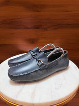 Rosso Brunello Woven Trim Gancini Leather Driving Loafers