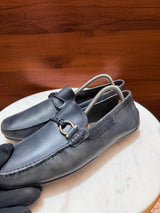 Rosso Brunello Woven Trim Gancini Leather Driving Loafers