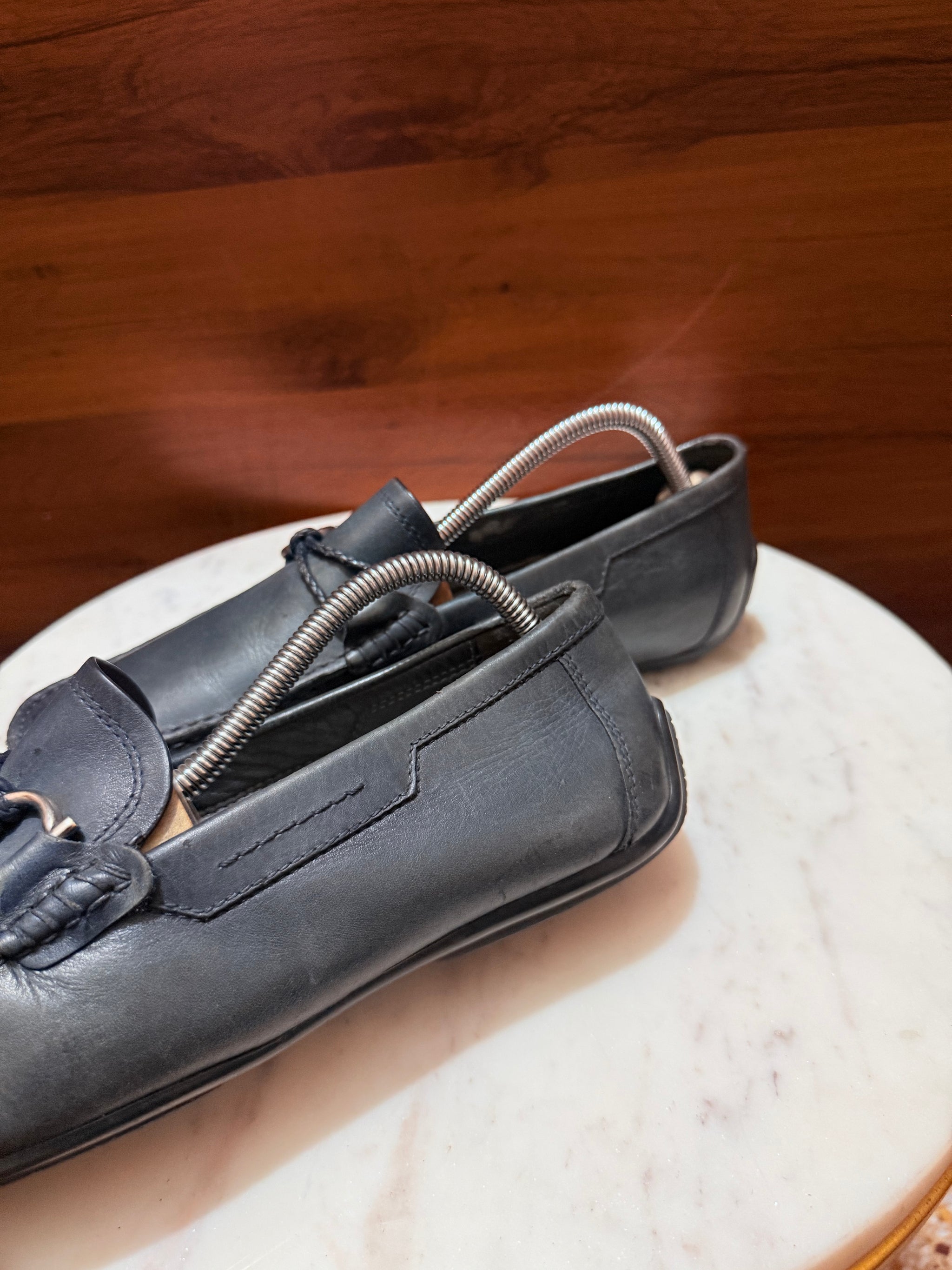 Rosso Brunello Woven Trim Gancini Leather Driving Loafers