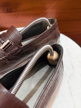 Rosso Brunello Crocodile-Embossed Leather Bit Driving Loafers